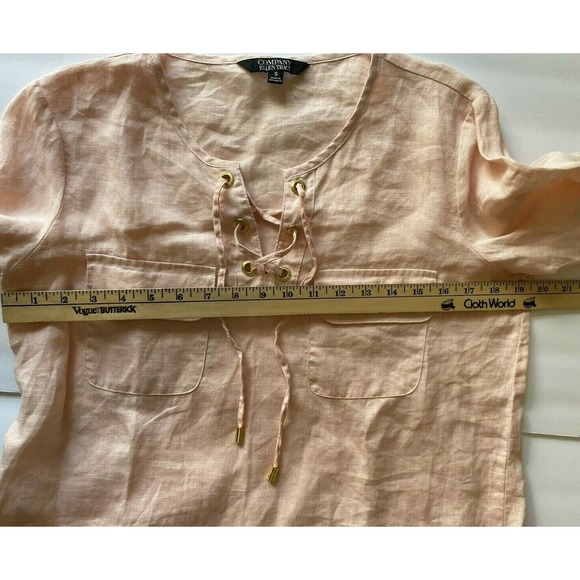 Company Ellen Tracy Peach Linen Top Sz. Small Casual Blouse Shirt‎ Women's EUC - Picture 7 of 9